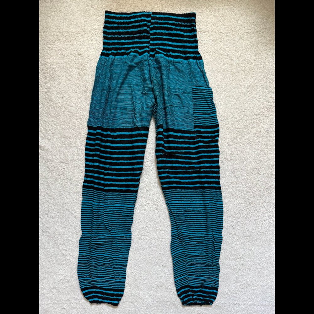Lofbaz Blue Smocked Waist Harem Pants